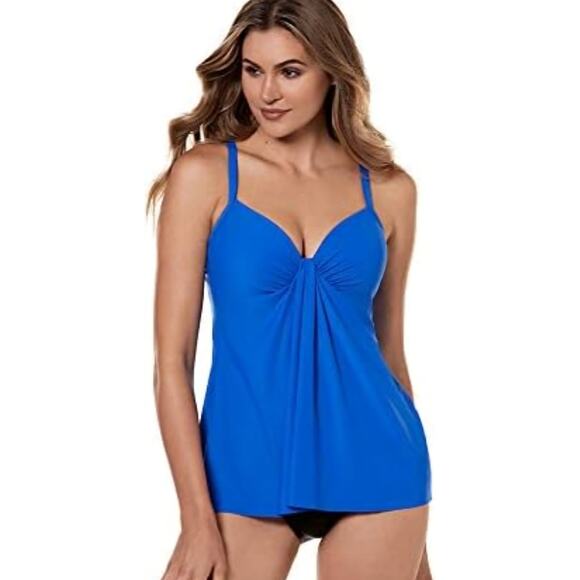 Miraclesuit So Riche Marina Draped Underwire Padded Cup Tankini Swim Suit 16 - Picture 1 of 8